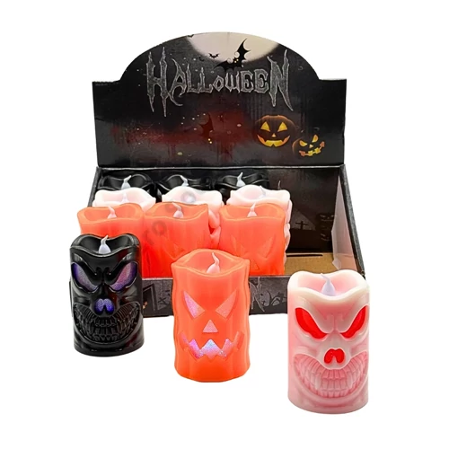 GYERTYA HALLOWEEN LEDES 12/480 8x13 cm 3 FÉLE
