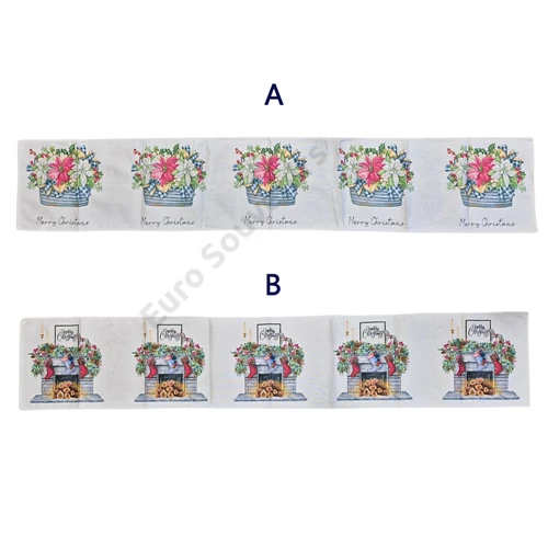 ASZTALI FUTÓ KARÁCSONYI 1/200 33x180 cm 2 FÉLE ZSÁKVÁSZON