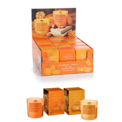 GYERTYA ILLATOS "PUMPKIN SPICE" 150 GR. 2 FÉLE SZÓJAVIASZ,FAKANÓC 35 ÓRA
