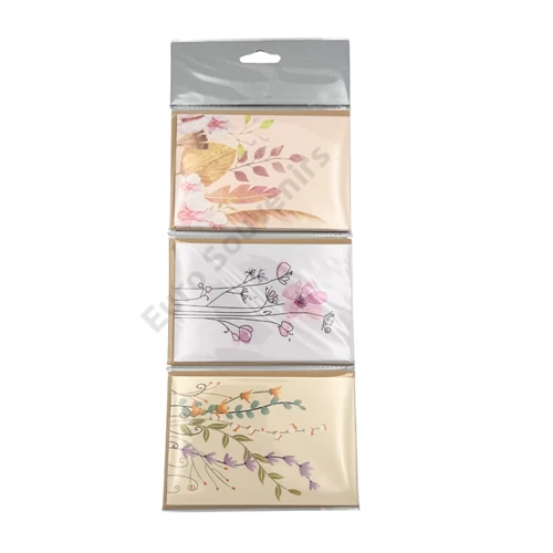 KISÉRŐKÁRTYA+BORÍTÉK 9 DB VIRÁGOS 12/360 8,5x12,7 cm 