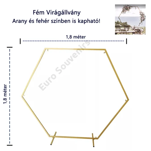 FÉM ÁLLVÁNY 1/4 1,8 m ARANY, FEHÉR