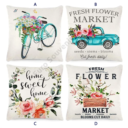 PÁRNAHUZAT TAVASZI 10/300 ZSÁKVÁSZON 45x45 cm 4 FÉLE