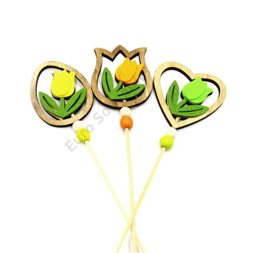PÁLCÁS FADÍSZ TULIPÁNOS 4 db 1/80 3 féle  34,5 cm