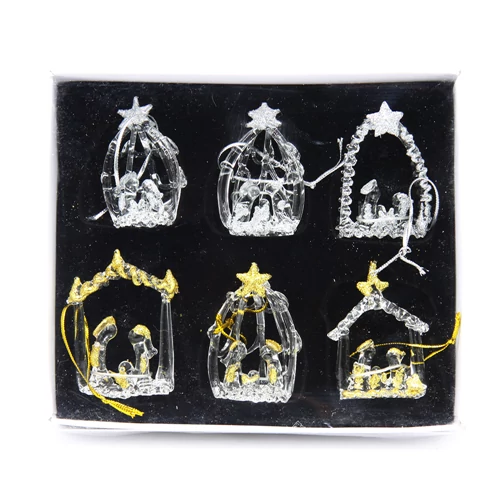 ÜVEGBETLEHEM 6 DB 1/120 ARANY,EZÜST 5.5x4 cm