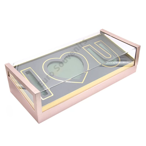 VIRÁGDOBOZ AKRIL 1/8 ROSEGOLD 50x22,5x13 cm "I LOVE YOU"