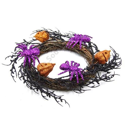 HALLOWEEN KOSZORÚ PÓKKAL 6/36 24 cm