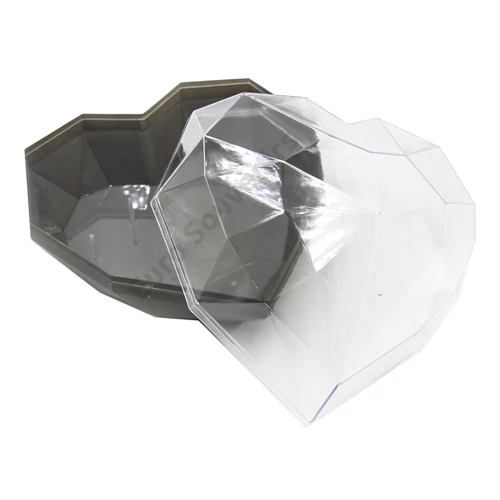 SZÍVDOBOZ 1/12 25x25x18 cm SZÜRKE, ÁTLÁTSZÓ TETŐVEL