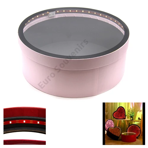 DÍSZDOBOZ LEDES KEREK 1/8 38x15 cm RÓZSASZÍN