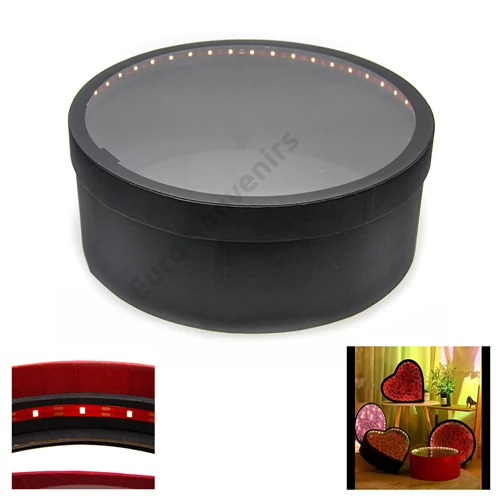 DÍSZDOBOZ LEDES KEREK 1/8 38x15 cm  FEKETE 