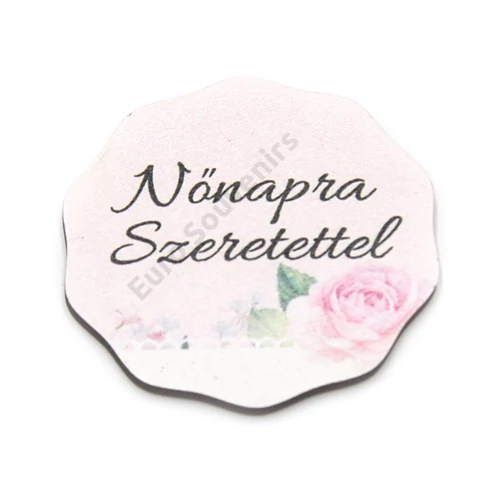 RÓZSASZÍN LEKEREKÍTETT RÓZSÁS - NŐNAPRA SZERETETTEL 6,5 cm