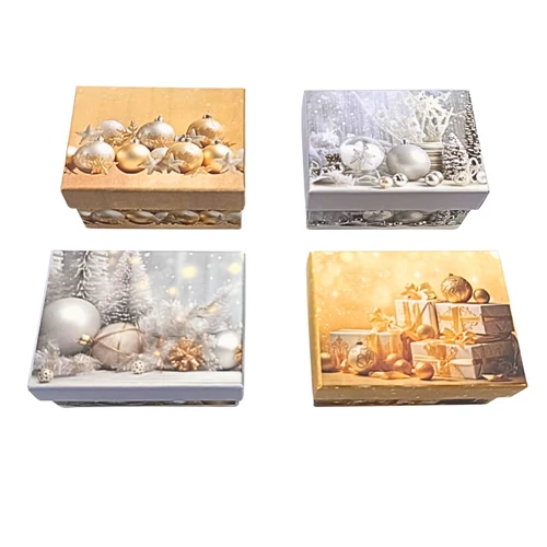 PAPÍRDOBOZ KARÁCSONYI 12/216 11x7,5x5,5 cm 4 FÉLE 