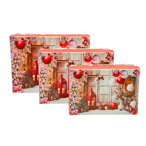 PAPÍRDOBOZ KARÁCSONYI 3 DB 1/60 16x12x6.5; 14x10x5.5; 12x8,5x5 cm