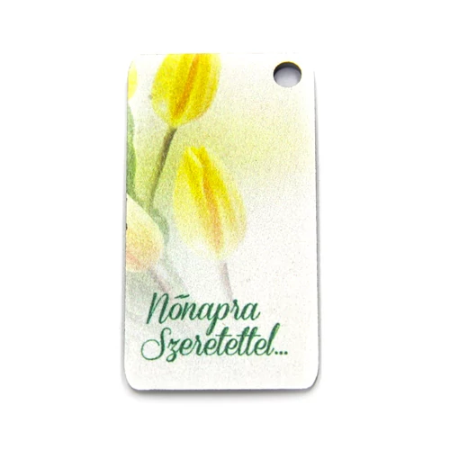 FA TÁBLÁCSKA- NŐNAPRA SZERETETTEL SÁRGA 6,5x3,5 cm