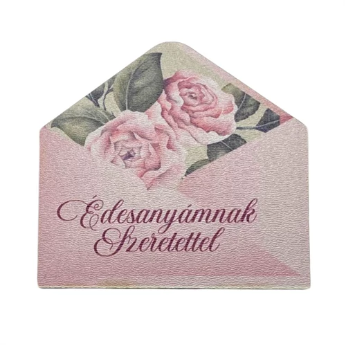 FA TÁBLÁCSKA BORÍTÉK FORMÁJÚ - ÉDESANYÁMNAK SZERETETTEL 7,5x7 cm