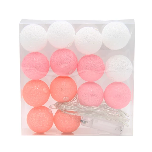 GÖMB LÁMPAFŰZÉR 14 DB-OS ELEMES 1/60 PINK-FEHÉR 3 M