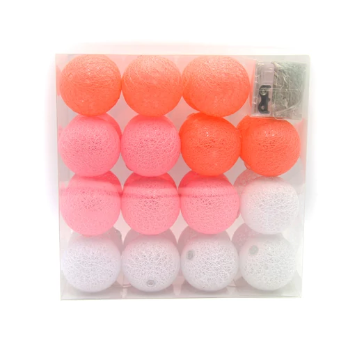 GÖMB LÁMPAFŰZÉR 30 DB-OS ELEMES 1/20 PINK-FEHÉR 5 M