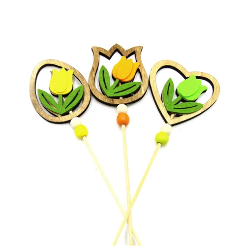 PÁLCÁS FADÍSZ TULIPÁNOS 4 db 1/80 3 féle  34,5 cm