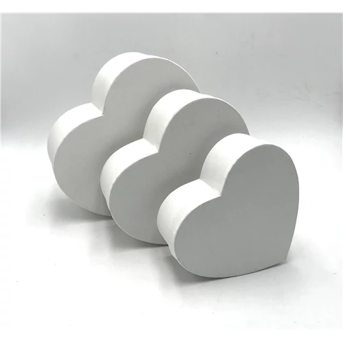 PAPÍRDOBOZ SZÍV 3 DB 1/36 21,5x20x9; 18,5x17x7,5; 15,5x14,5x6 cm FEHÉR