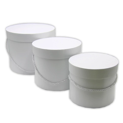 PAPÍRDOBOZ 3 DB HENGER FEHÉR 1/18, 23x19cm, 19,5x16,5cm, 16,5x13,5cm