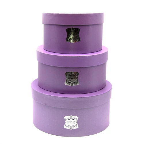 PAPÍRDOBOZ 3 DB KEREK 1/30 LILA  22,5x11 cm