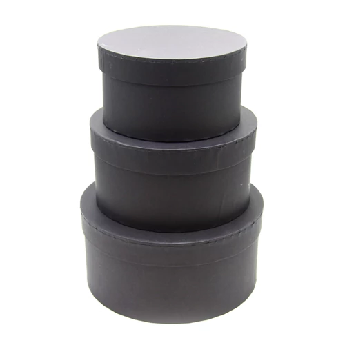 PAPÍRDOBOZ 3 DB KEREK 1/30 FEKETE 22,5x11cm, 19,5x10cm, 16,5x9cm