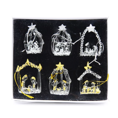 ÜVEGBETLEHEM 6 DB 1/120 ARANY,EZÜST 5.5x4 cm