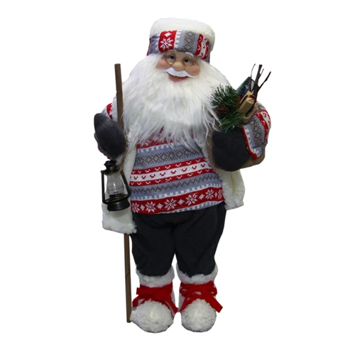 MIKULÁS ÁLLÓ 1/4 60 CM FEHÉR-PIROS-SZÜRKE RUHÁS
