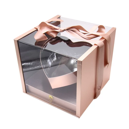 VIRÁGDOBOZ AKRIL 1/8 ROSEGOLD 27x27x24,5 cm