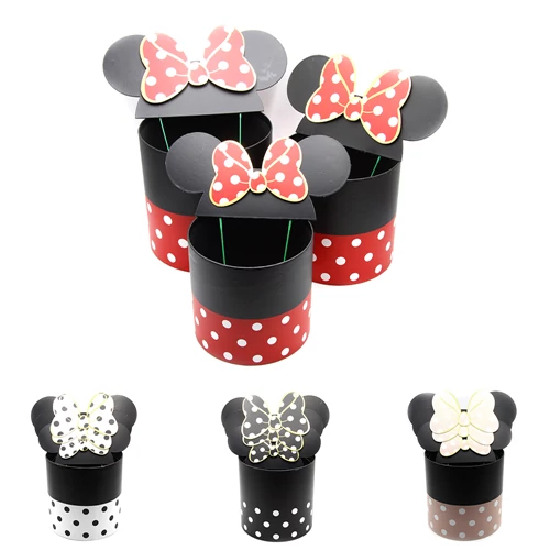 PAPÍRDOBOZ 3 DB-OS 1/18 4 SZÍNBEN MINNIE-S 19x18,5; 17x16,5; 15x14,5 cm + FÜL