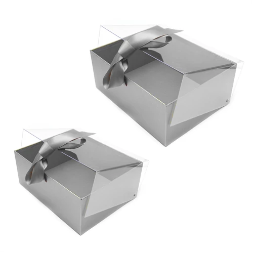 DÍSZDOBOZ 2 DB 1/24 EZÜST 24,5x19,5x10, 22x17x8 cm