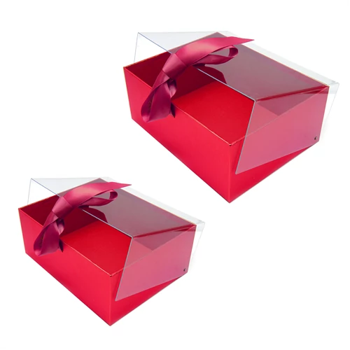 DÍSZDOBOZ 2 DB 1/24 PIROS 24,5x19,5x10, 22x17x8 cm