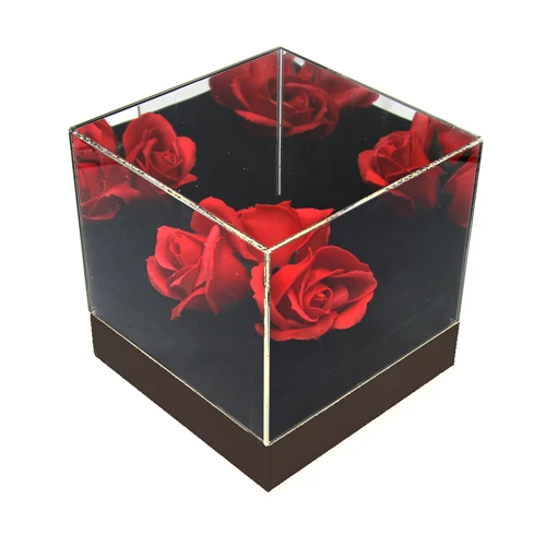 VIRÁGDOBOZ AKRIL 1/18 14x14x14 cm FEKETE