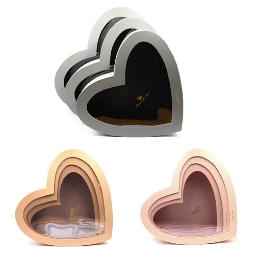 PAPÍRDOBOZ SZÍV 3 DB 1/4  53x51x14; 49x45x12; 44x43x11,5 cm 3 SZÍNBEN 