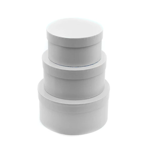 PAPÍRDOBOZ KEREK 3 DB 1/30 23x11; 20x10; 17x9 cm FEHÉR