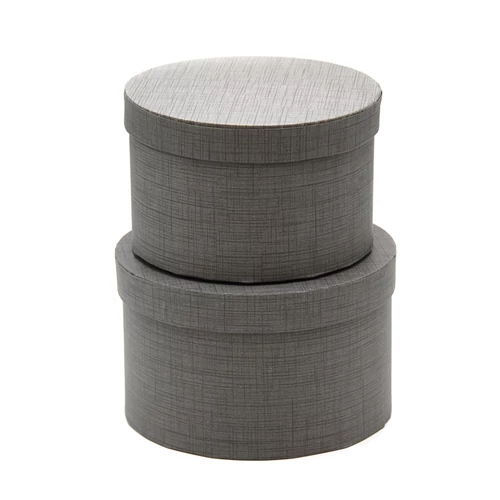 PAPÍRDOBOZ KEREK 2 DB 1/24 18 x18x11; 16x16x10 cm SZÜRKE