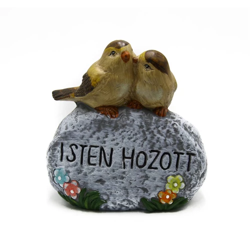 MADÁRPÁR  KÖVÖN ISTEN HOZOTT FELIRATTAL 1/12 19,7x10,5x19,7 cm