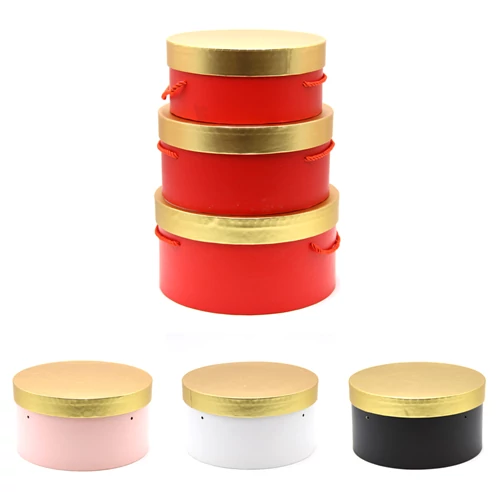 PAPÍRDOBOZ KEREK 3 DB 1/30 22x22x12; 20,5x20,5x10; 18,5x18,5x8,5 cm 4 SZÍNBEN 