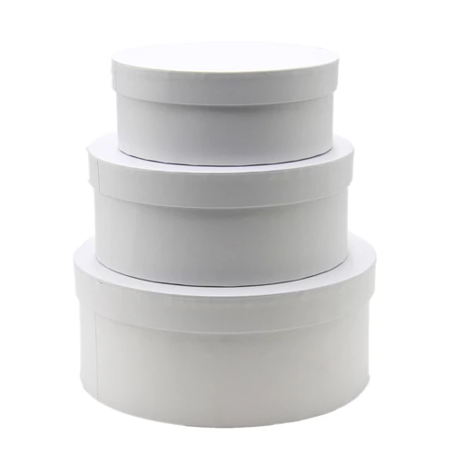 PAPÍRDOBOZ 3 DB KEREK 1/36 FEHÉR 21,5x9; 18,5x7,5; 15,5x6 cm