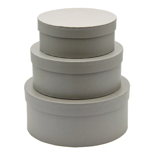 PAPÍRDOBOZ KEREK 3 DB 1/36 21,5x9; 18,5x7,5; 15,5x6 cm SZÜRKE
