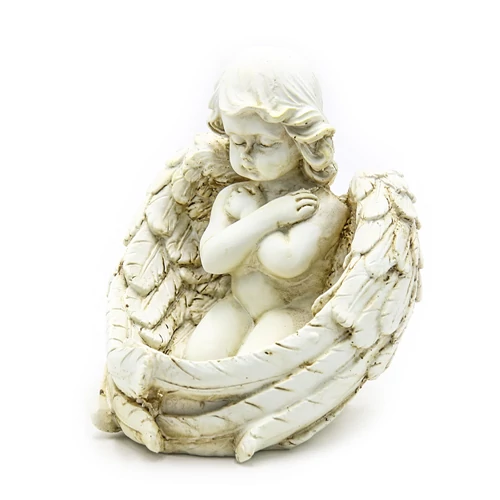ANGYAL MÉCSESTARTÓVAL 1/36 15x13x15 cm ANTIKOLT
