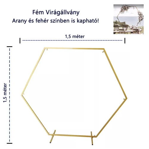 FÉM ÁLLVÁNY 1/4 1,5 m ARANY, FEHÉR