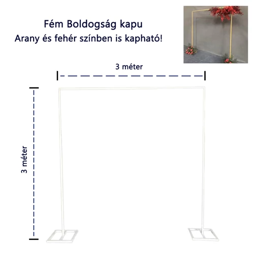 BOLDOGSÁG KAPU 1/5 3x3 m ARANY, FEHÉR
