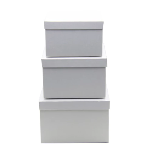 PAPÍRDOBOZ NÉGYZET 3 DB 1/24 20x20x13; 18x18x11,5; 16x16x10 cm FEHÉR