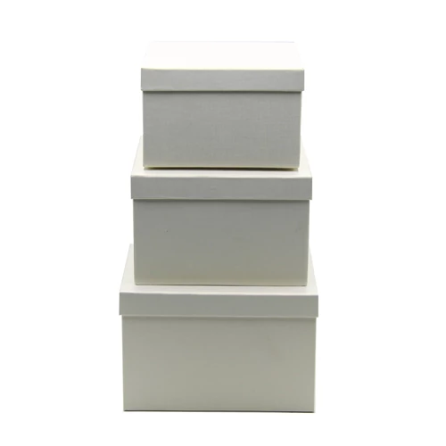 PAPÍRDOBOZ NÉGYZET 3 DB 1/24 20x20x13; 18x18x11,5; 16x16x10 cm KRÉM