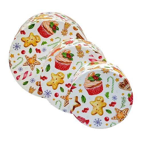 PAPÍRDOBOZ KEREK 3 DB KARÁCSONYI 1/30 21x11,5;17x9;14x7,5 cm