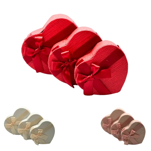 PAPÍRDOBOZ 3 DB SZÍV 1/96 15x14x7,5;13x12x6;11,5x10,5x5 CM 3 SZÍNBEN