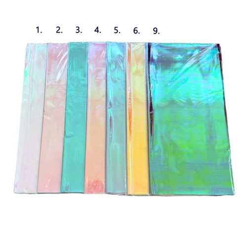 CSOMAGOLÓFÓLIA 20 DB 1/100 57x57 cm 7 SZÍNBEN, IRIZÁLÓ