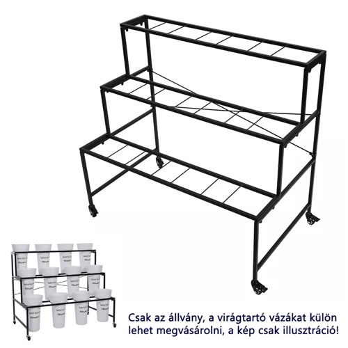 VIRÁGTARTÓ ÁLLVÁNY FÉM 1/1 121x73x118 CM FEKETE