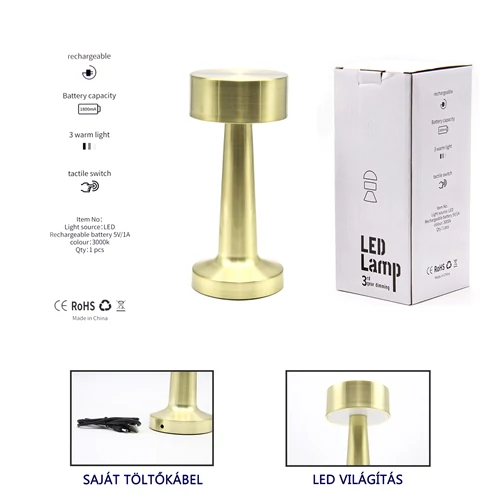 LED ASZTALI LÁMPA 1/30 9x20,5 cm ARANY