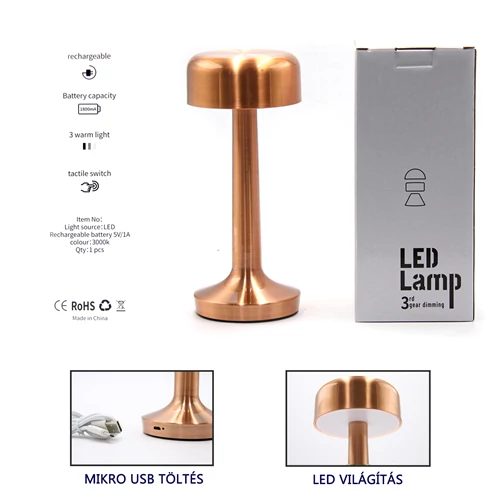 LED ASZTALI LÁMPA 1/20 10x23 cm BRONZ